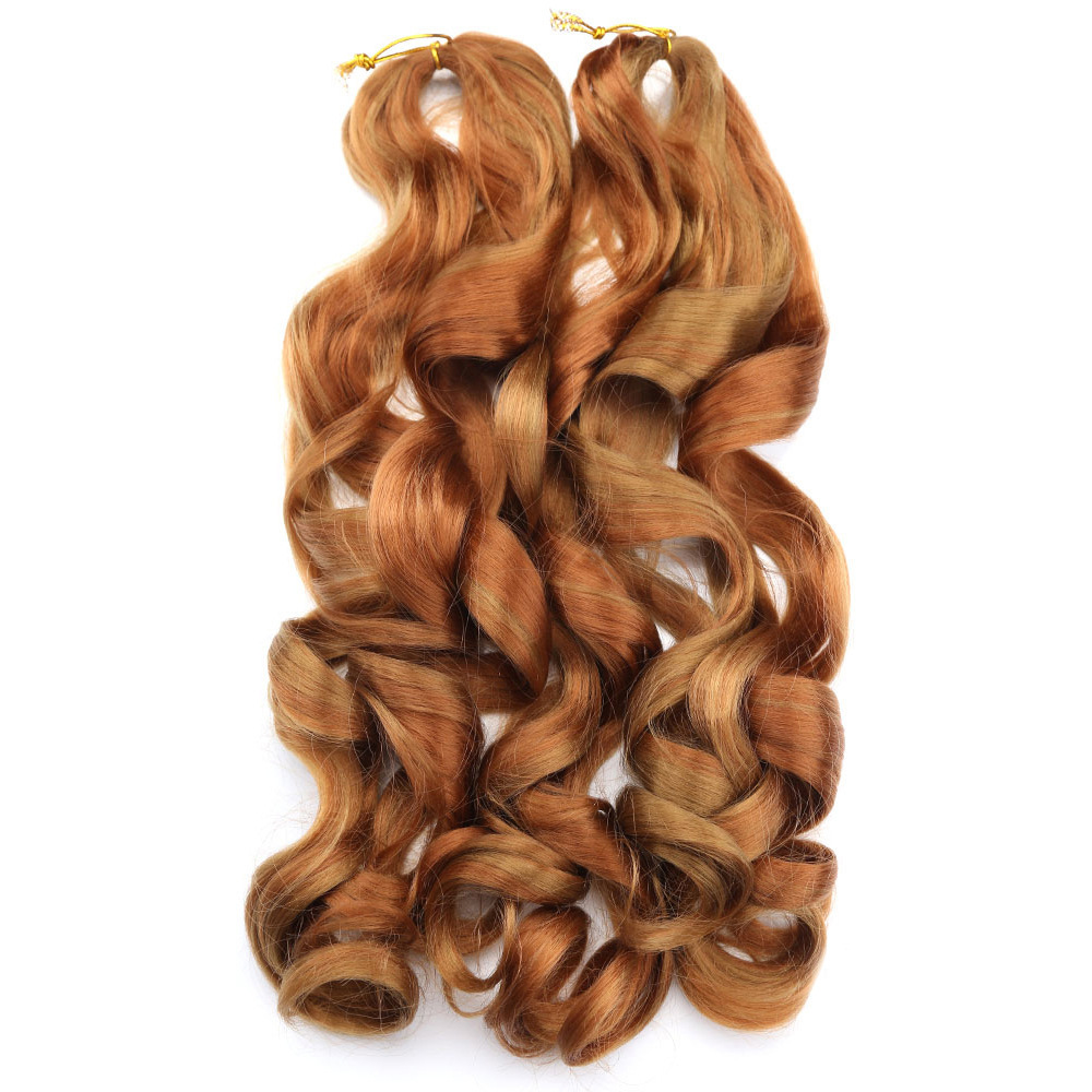 22 inch 75g Synthetic French Curls Ombre Spiral Loose Wave Crochet Braids Hair Pre Stretched High Temperature Extensions Bulk Braiding