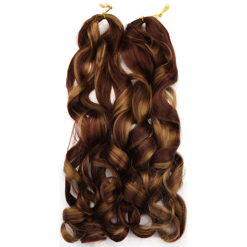 22 inch 75g Synthetic French Curls Ombre Spiral Loose Wave Crochet Braids Hair Pre Stretched High Temperature Extensions Bulk Braiding