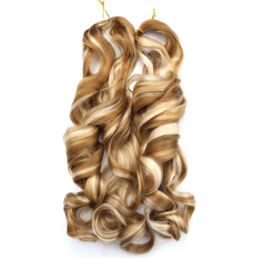 22 inch 75g Synthetic French Curls Ombre Spiral Loose Wave Crochet Braids Hair Pre Stretched High Temperature Extensions Bulk Braiding