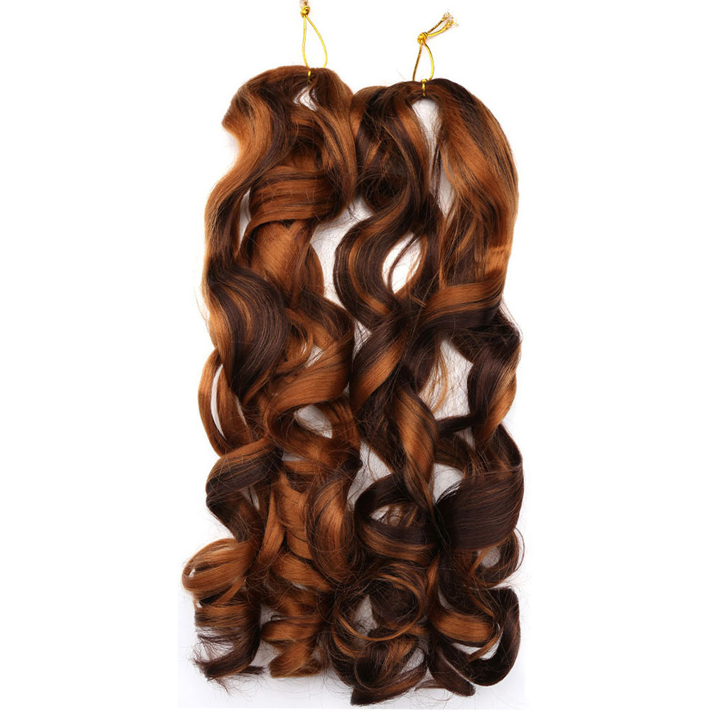 22 inch 75g Synthetic French Curls Ombre Spiral Loose Wave Crochet Braids Hair Pre Stretched High Temperature Extensions Bulk Braiding