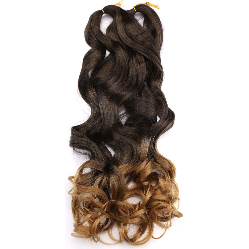 22 inch 75g Synthetic French Curls Ombre Spiral Loose Wave Crochet Braids Hair Pre Stretched High Temperature Extensions Bulk Braiding