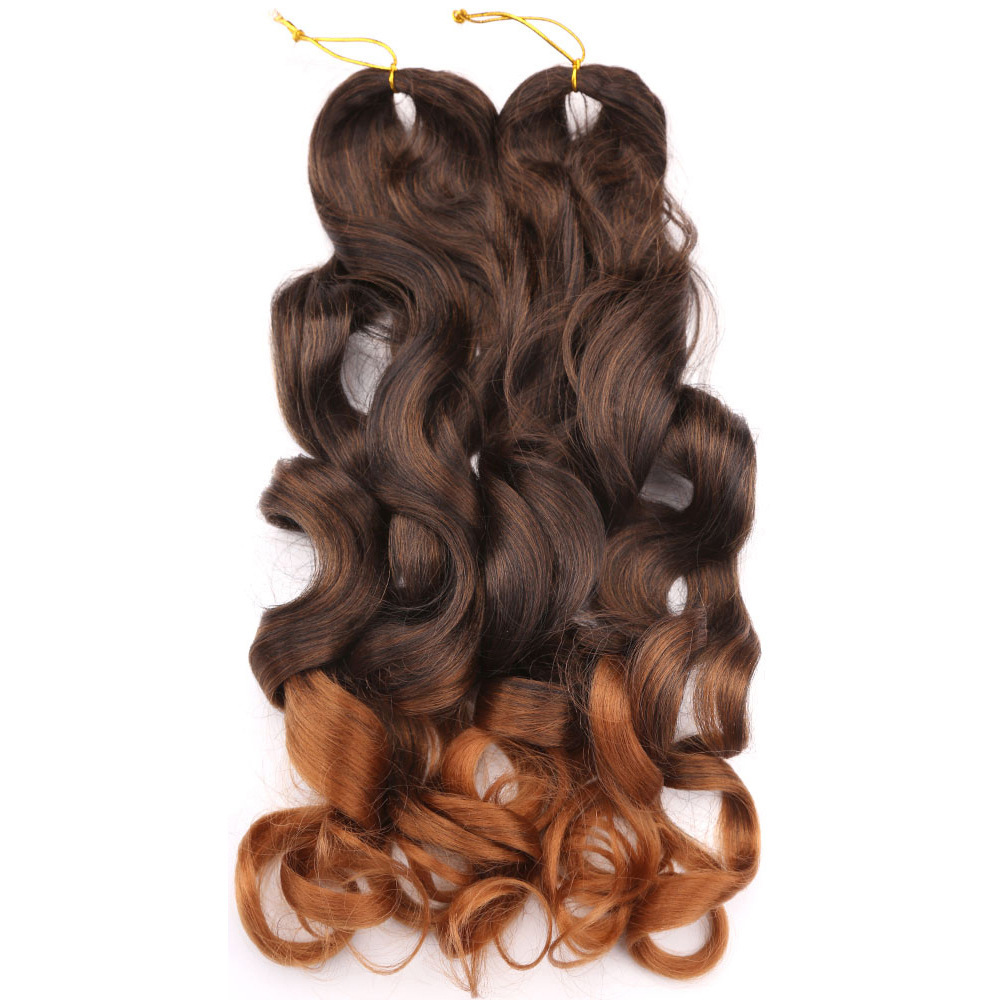 22 inch 75g Synthetic French Curls Ombre Spiral Loose Wave Crochet Braids Hair Pre Stretched High Temperature Extensions Bulk Braiding