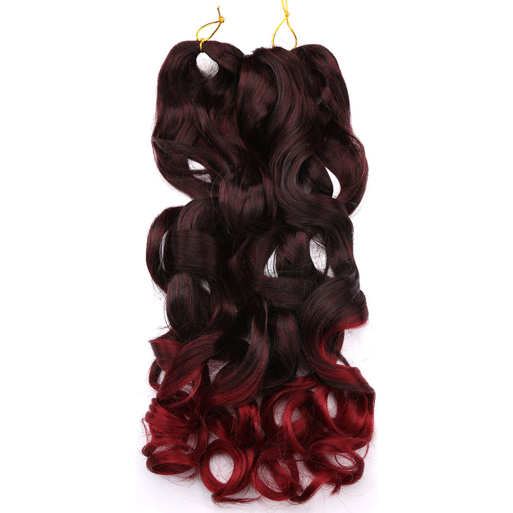 22 inch 75g Synthetic French Curls Ombre Spiral Loose Wave Crochet Braids Hair Pre Stretched High Temperature Extensions Bulk Braiding