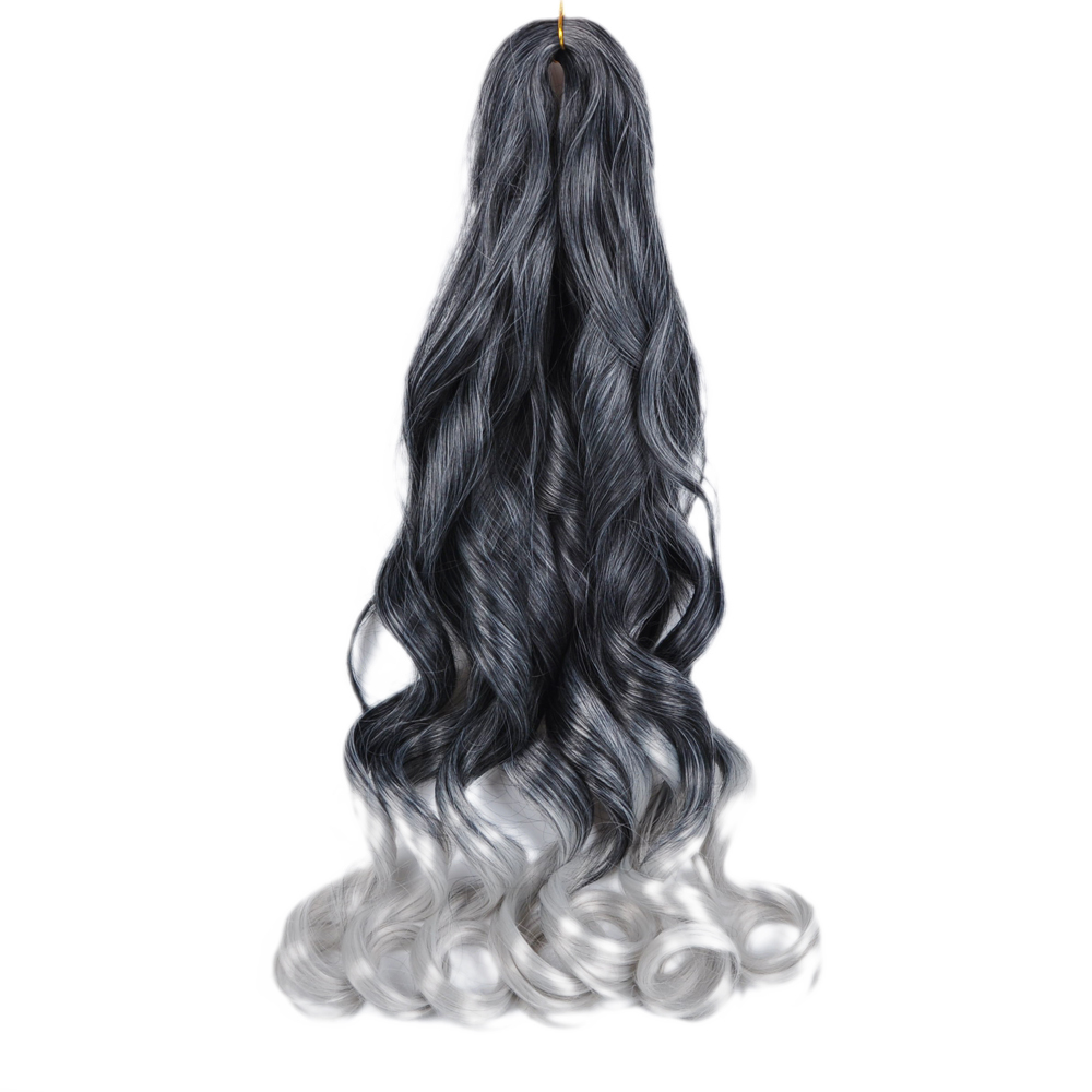 22 inch 75g Synthetic French Curls Ombre Spiral Loose Wave Crochet Braids Hair Pre Stretched High Temperature Extensions Bulk Braiding