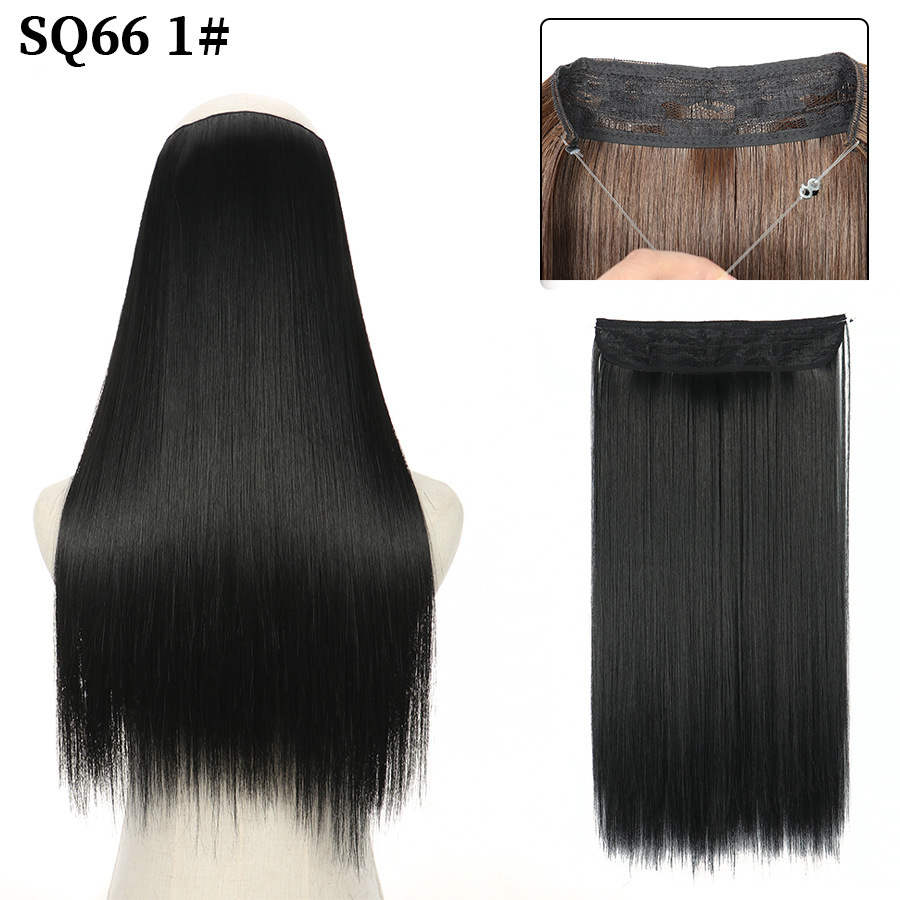 16 Inch 90g Long Straight  Halo Synthetic Hair Extensions No Clips  Hidden Secret False synthetic HairPieces Flip in Hair