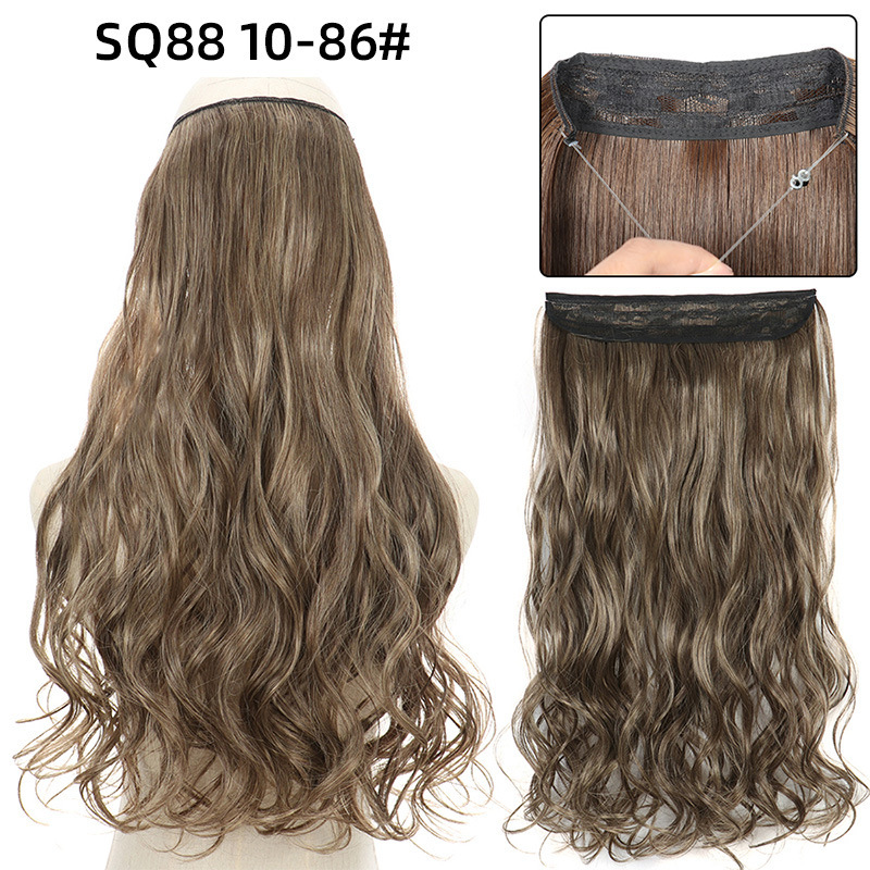 22 Inch 110g Long Wavy Fish Line Synthetic Hair Extensions No Clips Natural Hidden Secret False synthetic Hair Pieces