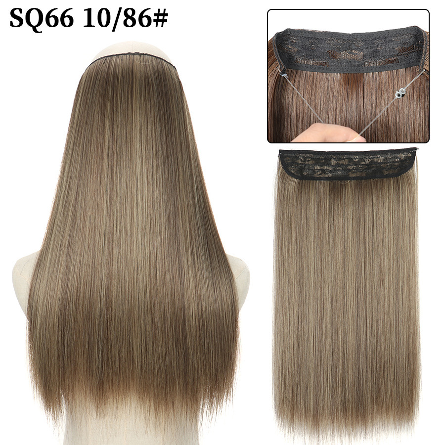 16 Inch 90g Long Straight  Halo Synthetic Hair Extensions No Clips  Hidden Secret False synthetic HairPieces Flip in Hair