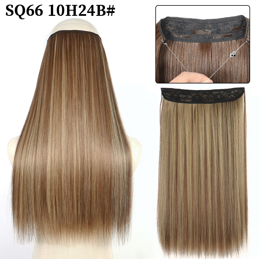 16 Inch 90g Long Straight  Halo Synthetic Hair Extensions No Clips  Hidden Secret False synthetic HairPieces Flip in Hair