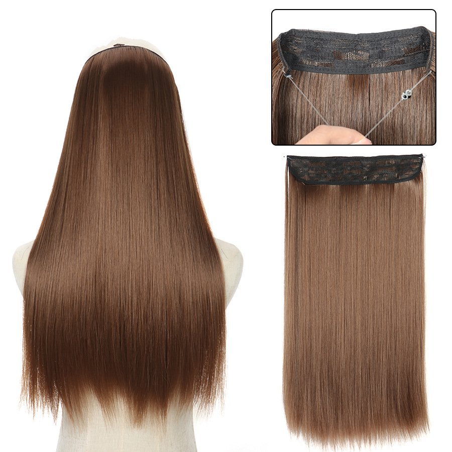 16 Inch 90g Long Straight  Halo Synthetic Hair Extensions No Clips  Hidden Secret False synthetic HairPieces Flip in Hair