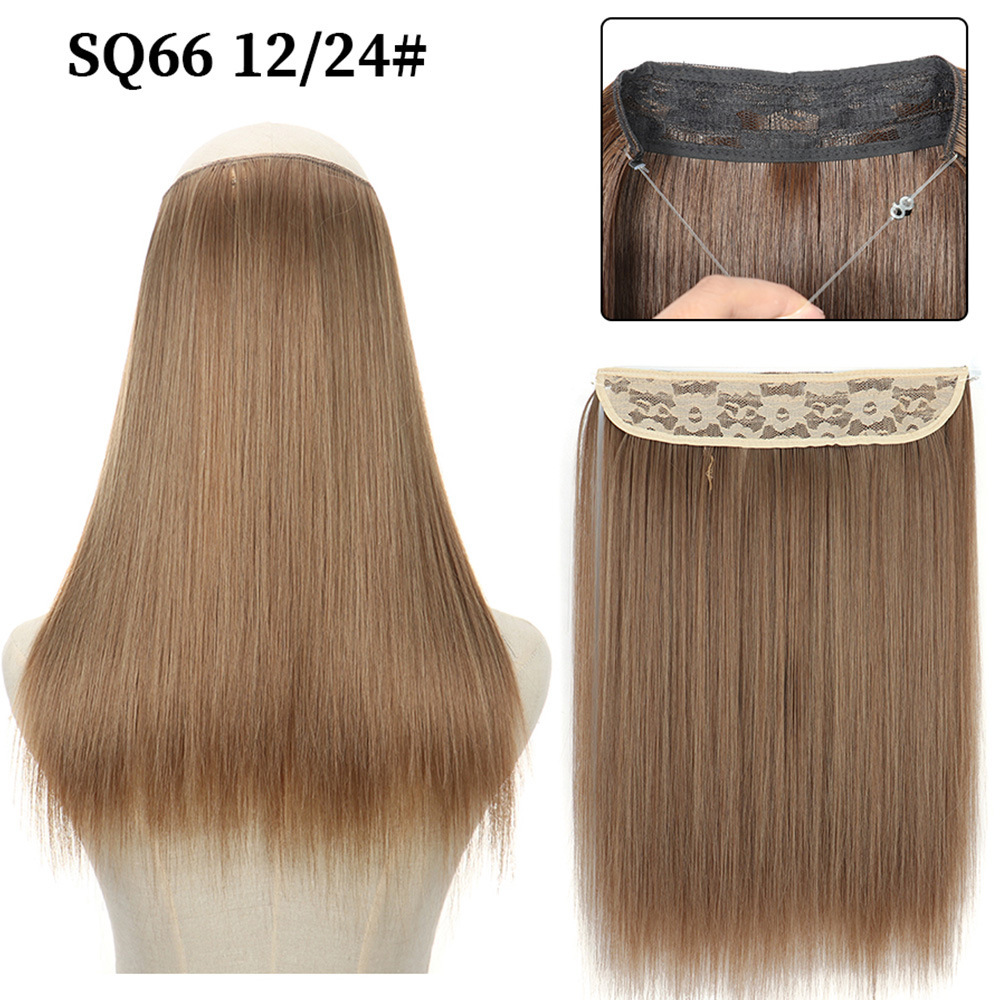 16 Inch 90g Long Straight  Halo Synthetic Hair Extensions No Clips  Hidden Secret False synthetic HairPieces Flip in Hair