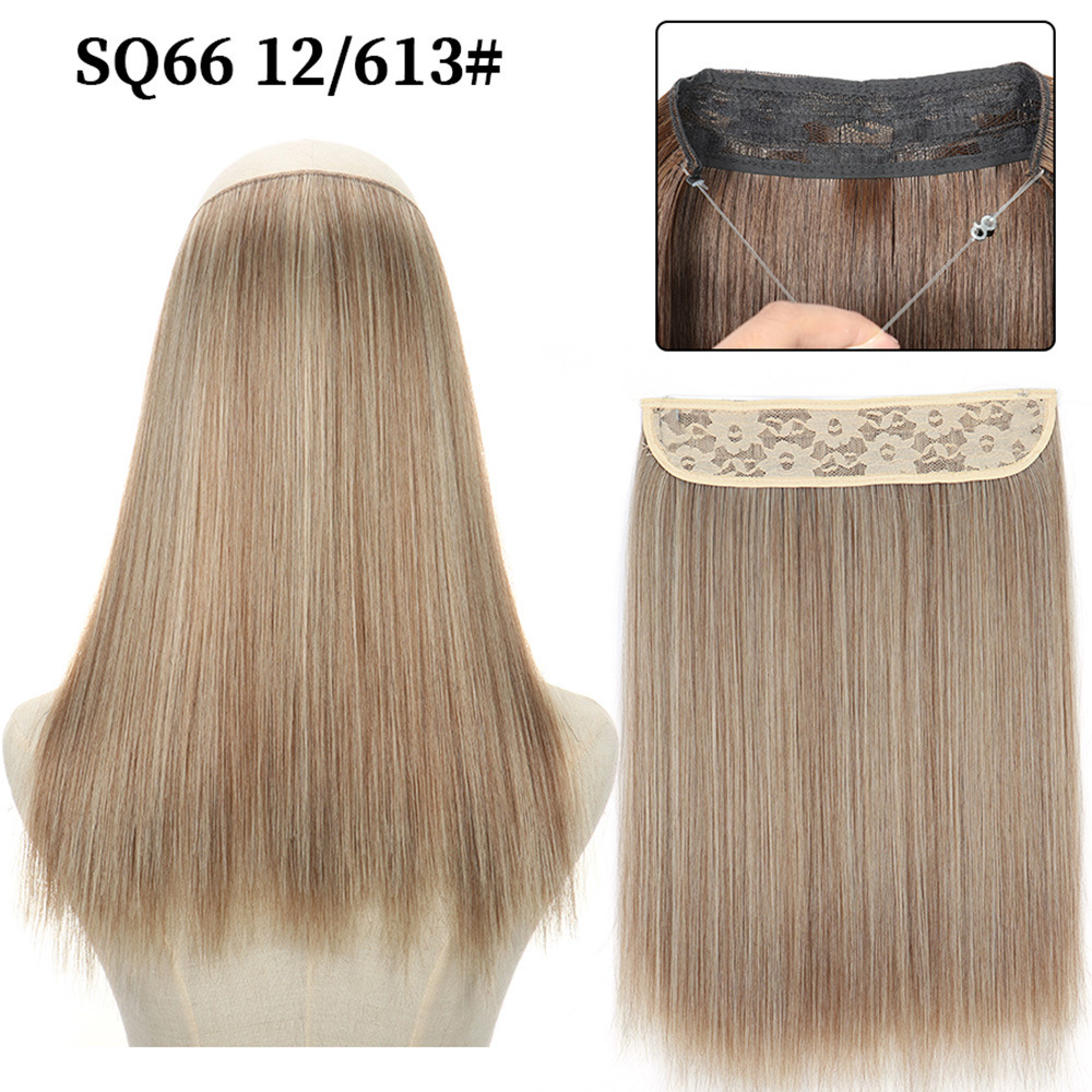 16 Inch 90g Long Straight  Halo Synthetic Hair Extensions No Clips  Hidden Secret False synthetic HairPieces Flip in Hair
