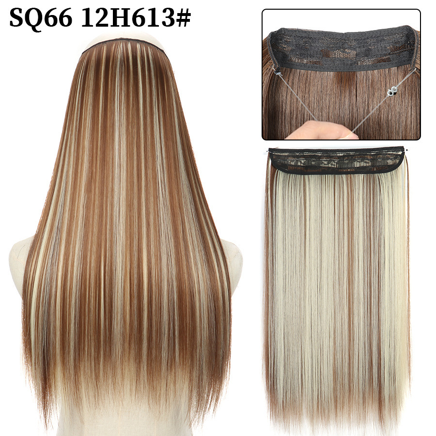 16 Inch 90g Long Straight  Halo Synthetic Hair Extensions No Clips  Hidden Secret False synthetic HairPieces Flip in Hair
