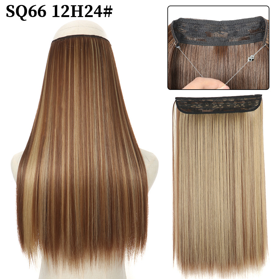 16 Inch 90g Long Straight  Halo Synthetic Hair Extensions No Clips  Hidden Secret False synthetic HairPieces Flip in Hair