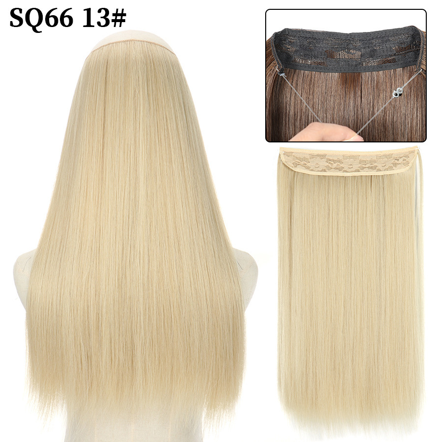 16 Inch 90g Long Straight  Halo Synthetic Hair Extensions No Clips  Hidden Secret False synthetic HairPieces Flip in Hair