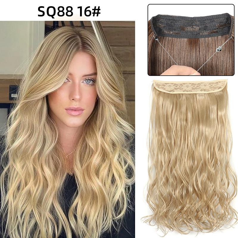 22 Inch 110g Long Wavy Fish Line Synthetic Hair Extensions No Clips Natural Hidden Secret False synthetic Hair Pieces