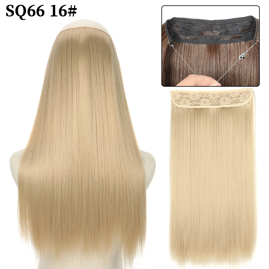 16 Inch 90g Long Straight  Halo Synthetic Hair Extensions No Clips  Hidden Secret False synthetic HairPieces Flip in Hair