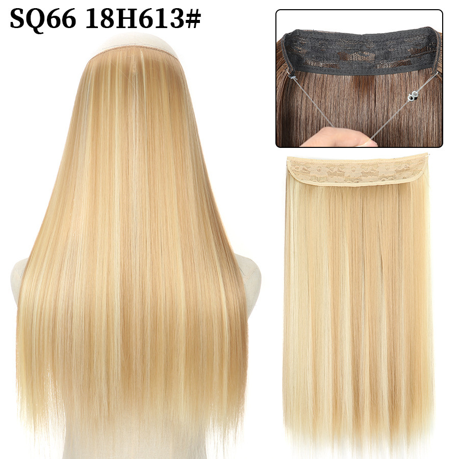 16 Inch 90g Long Straight  Halo Synthetic Hair Extensions No Clips  Hidden Secret False synthetic HairPieces Flip in Hair