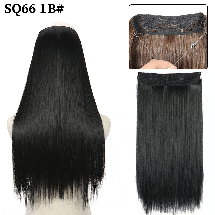 16 Inch 90g Long Straight  Halo Synthetic Hair Extensions No Clips  Hidden Secret False synthetic HairPieces Flip in Hair