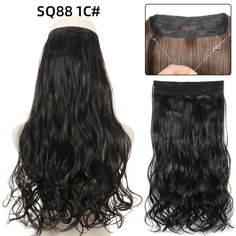 22 Inch 110g Long Wavy Fish Line Synthetic Hair Extensions No Clips Natural Hidden Secret False synthetic Hair Pieces