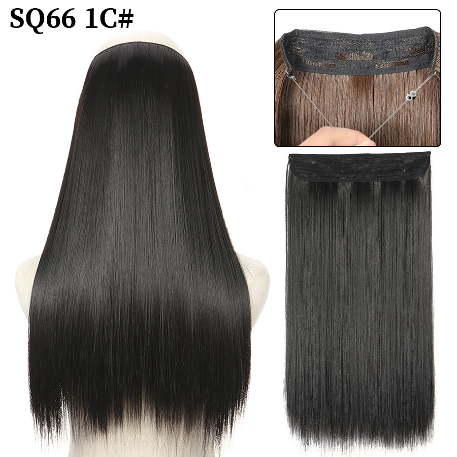 16 Inch 90g Long Straight  Halo Synthetic Hair Extensions No Clips  Hidden Secret False synthetic HairPieces Flip in Hair