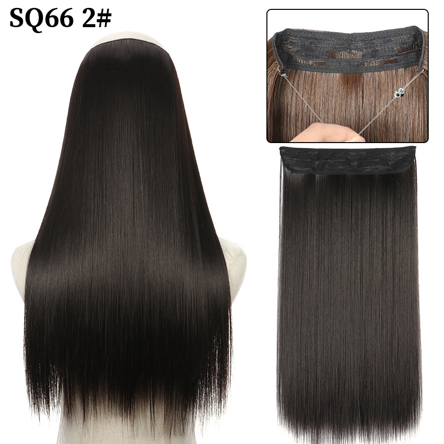16 Inch 90g Long Straight  Halo Synthetic Hair Extensions No Clips  Hidden Secret False synthetic HairPieces Flip in Hair