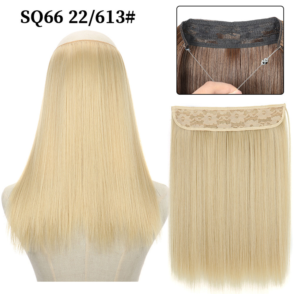 16 Inch 90g Long Straight  Halo Synthetic Hair Extensions No Clips  Hidden Secret False synthetic HairPieces Flip in Hair