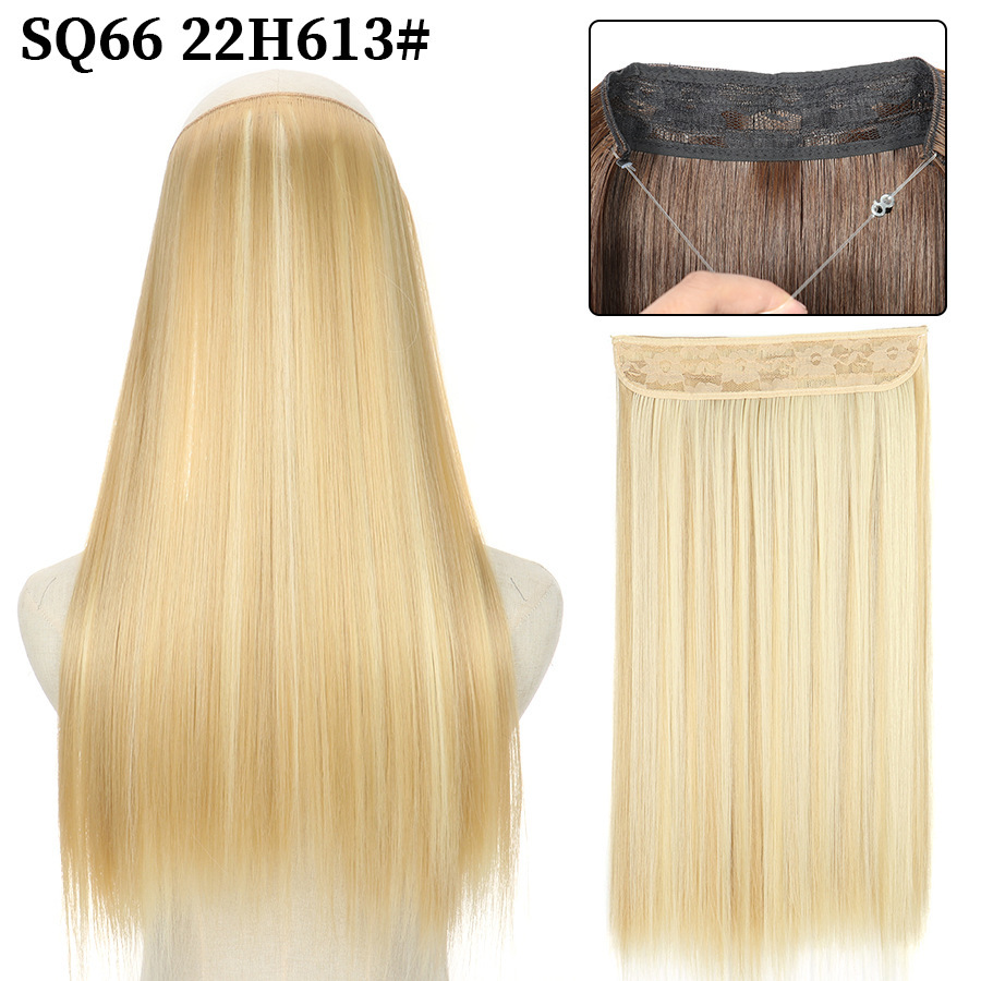 16 Inch 90g Long Straight  Halo Synthetic Hair Extensions No Clips  Hidden Secret False synthetic HairPieces Flip in Hair