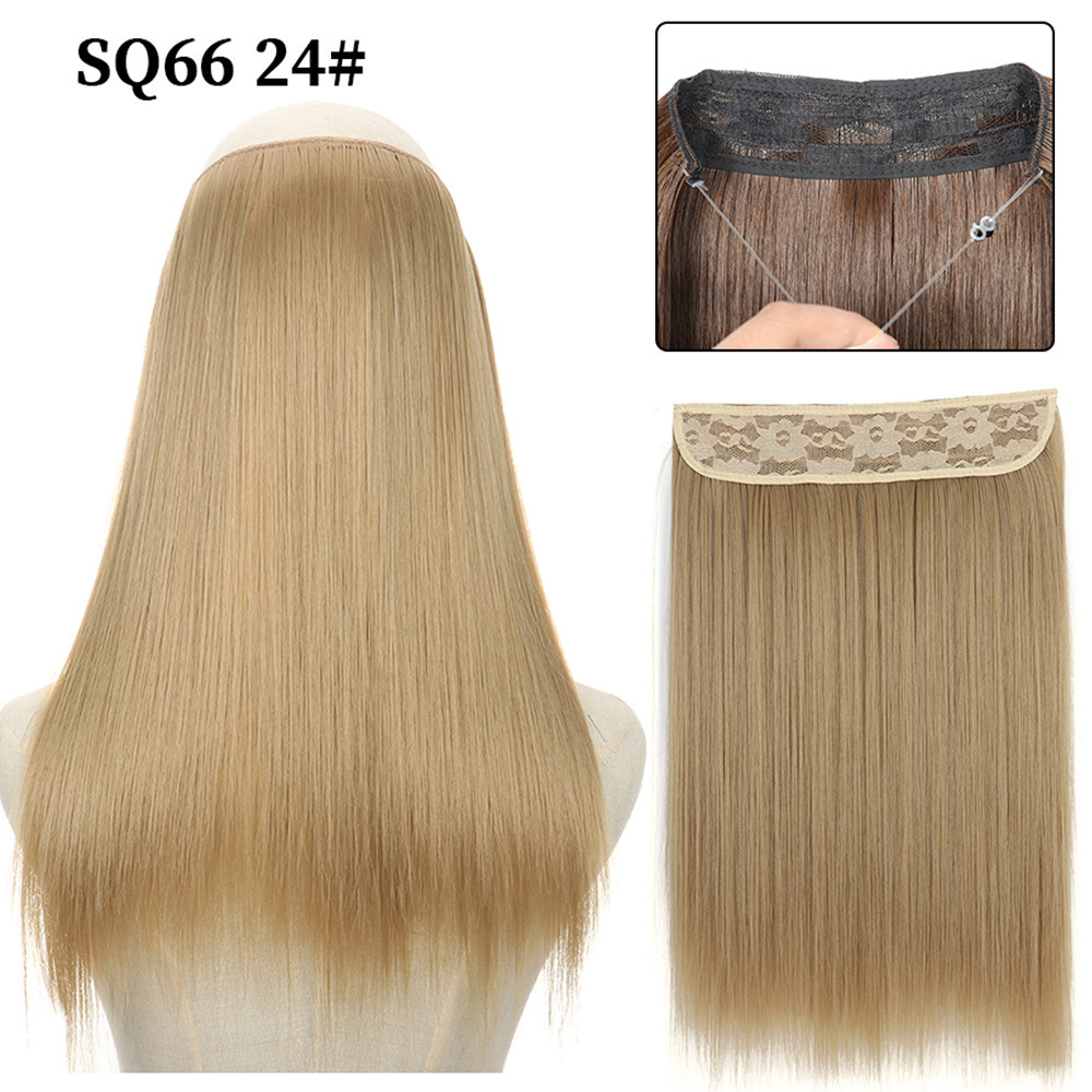 16 Inch 90g Long Straight  Halo Synthetic Hair Extensions No Clips  Hidden Secret False synthetic HairPieces Flip in Hair