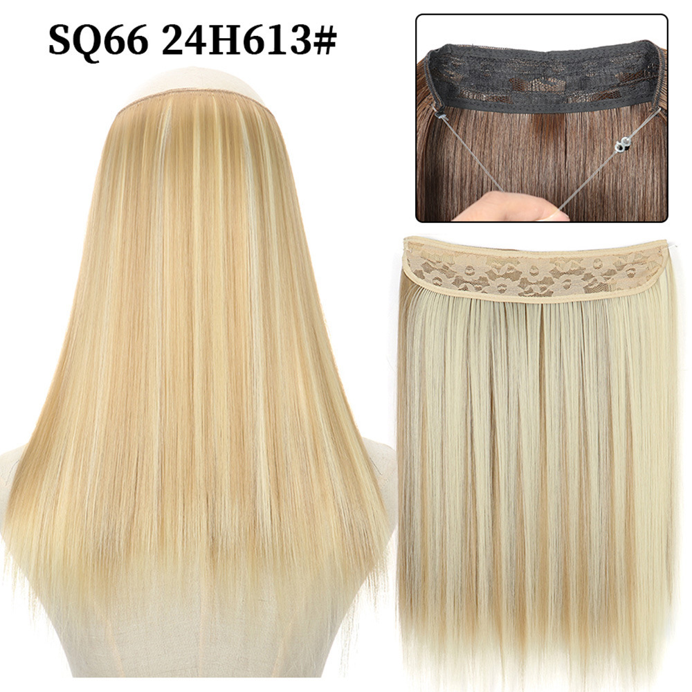 16 Inch 90g Long Straight  Halo Synthetic Hair Extensions No Clips  Hidden Secret False synthetic HairPieces Flip in Hair
