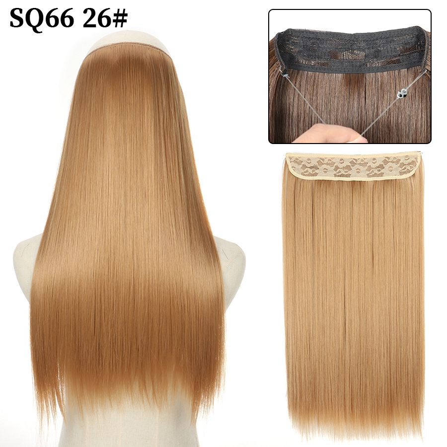 16 Inch 90g Long Straight  Halo Synthetic Hair Extensions No Clips  Hidden Secret False synthetic HairPieces Flip in Hair