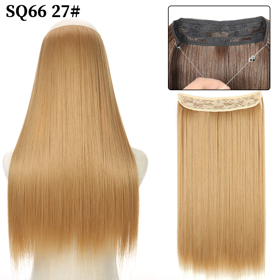 16 Inch 90g Long Straight  Halo Synthetic Hair Extensions No Clips  Hidden Secret False synthetic HairPieces Flip in Hair