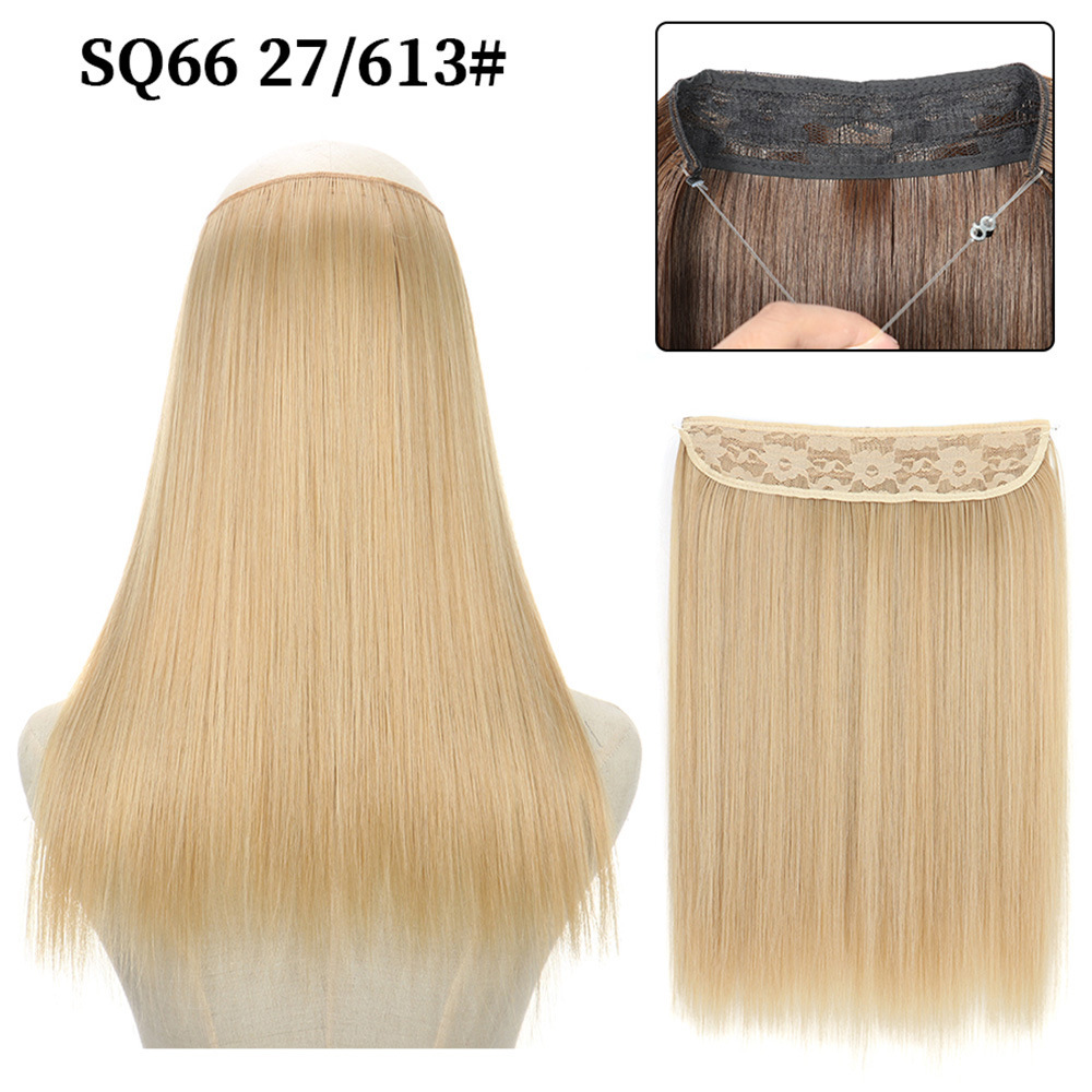 16 Inch 90g Long Straight  Halo Synthetic Hair Extensions No Clips  Hidden Secret False synthetic HairPieces Flip in Hair