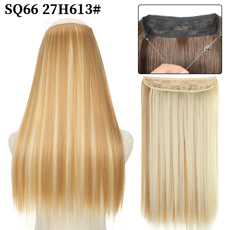 16 Inch 90g Long Straight  Halo Synthetic Hair Extensions No Clips  Hidden Secret False synthetic HairPieces Flip in Hair