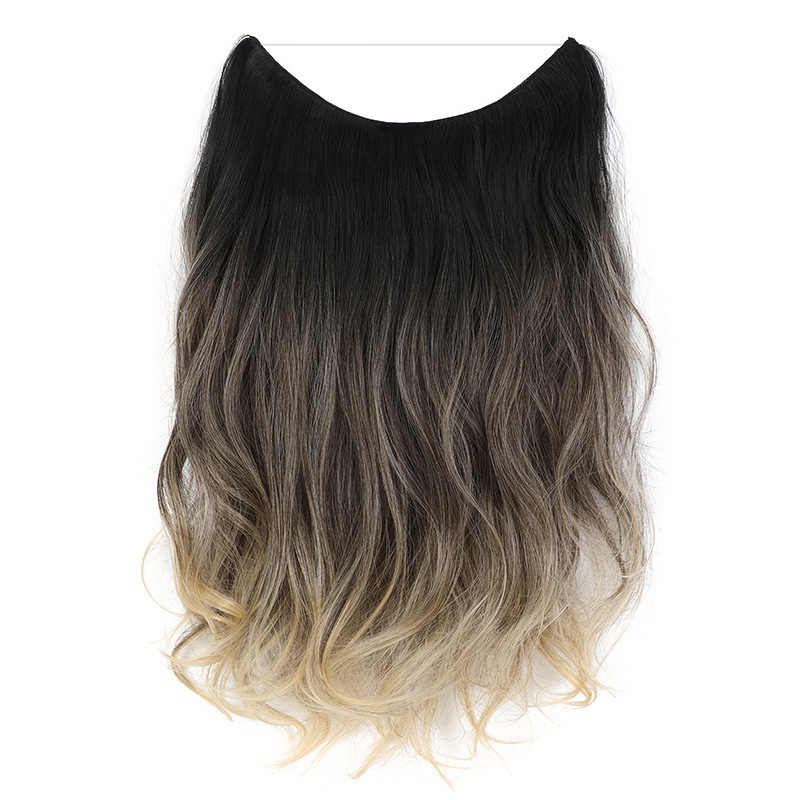 50cm 110g Ombre Synthetic Hair Extensions Clips Natural Wavy False Synthetic Hair Piece For Woman