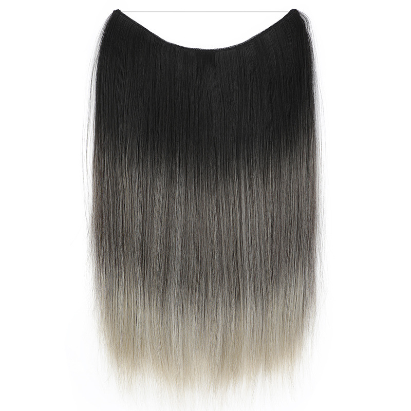 60cm 110g Ombre Synthetic Hair Extensions with 5 Clips Straight  False Synthetic Hair Piece For Woman