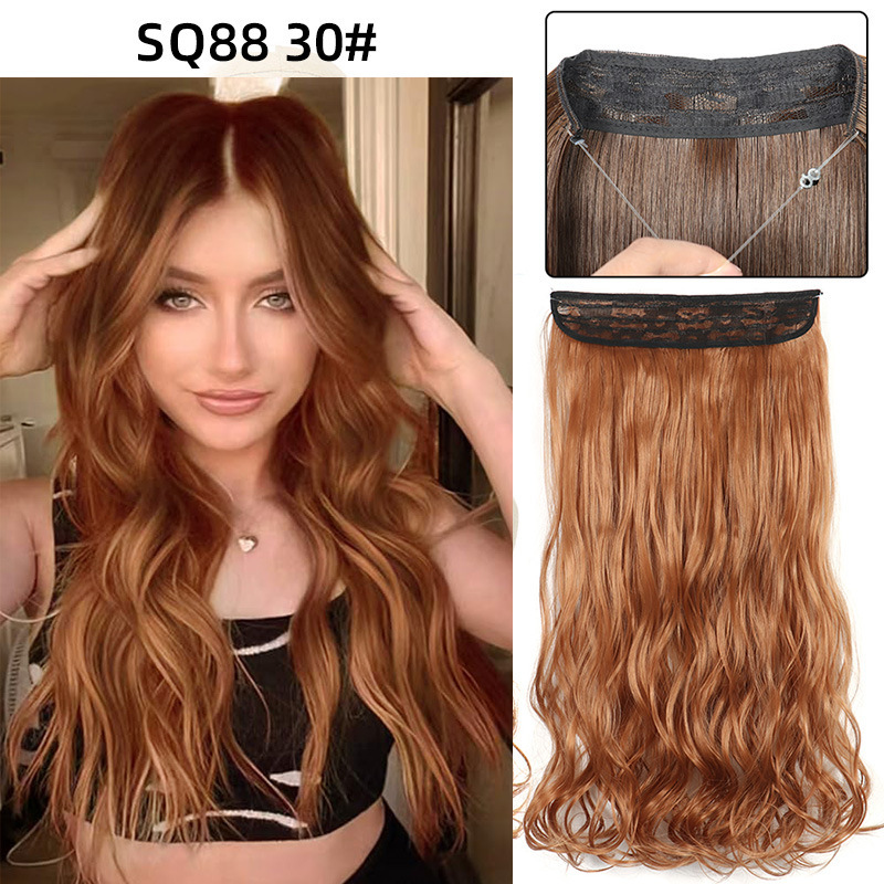 22 Inch 110g Long Wavy Fish Line Synthetic Hair Extensions No Clips Natural Hidden Secret False synthetic Hair Pieces