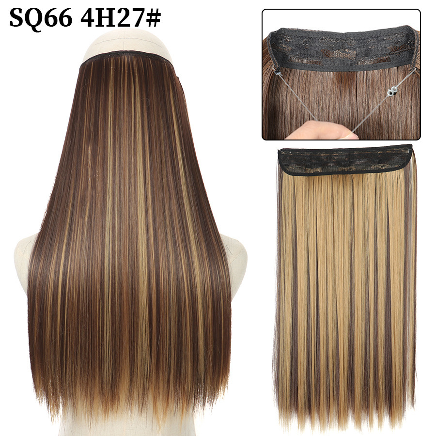 16 Inch 90g Long Straight  Halo Synthetic Hair Extensions No Clips  Hidden Secret False synthetic HairPieces Flip in Hair