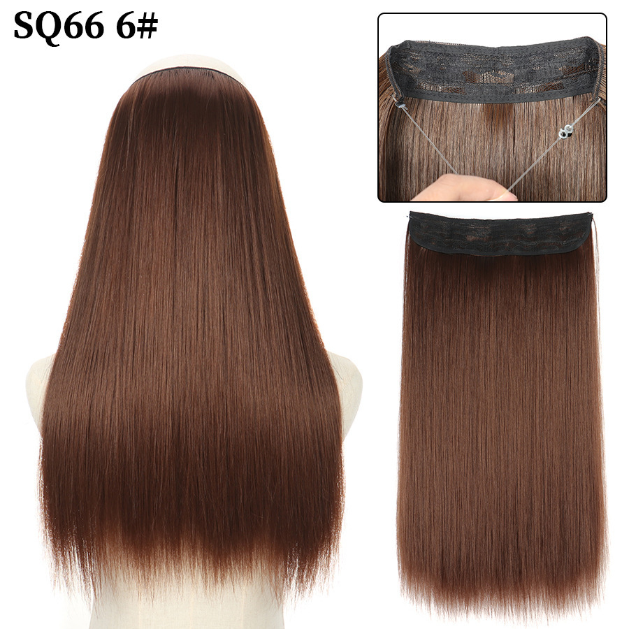 16 Inch 90g Long Straight  Halo Synthetic Hair Extensions No Clips  Hidden Secret False synthetic HairPieces Flip in Hair