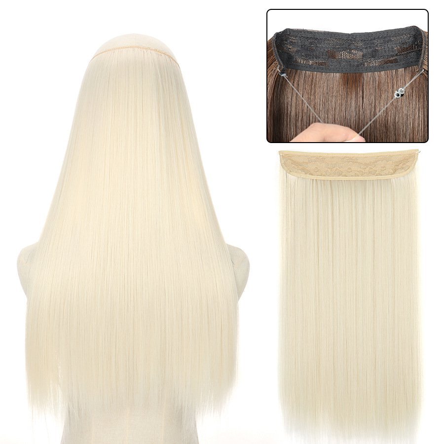 16 Inch 90g Long Straight  Halo Synthetic Hair Extensions No Clips  Hidden Secret False synthetic HairPieces Flip in Hair