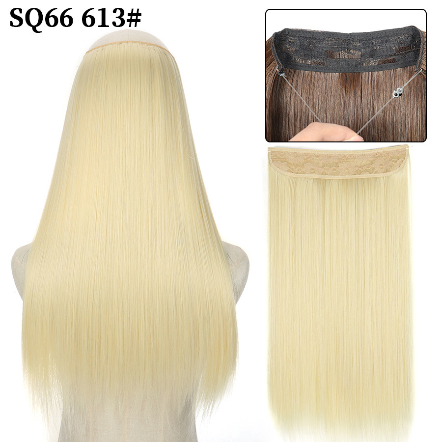 16 Inch 90g Long Straight  Halo Synthetic Hair Extensions No Clips  Hidden Secret False synthetic HairPieces Flip in Hair