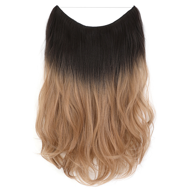 50cm 110g Ombre Synthetic Hair Extensions Clips Natural Wavy False Synthetic Hair Piece For Woman