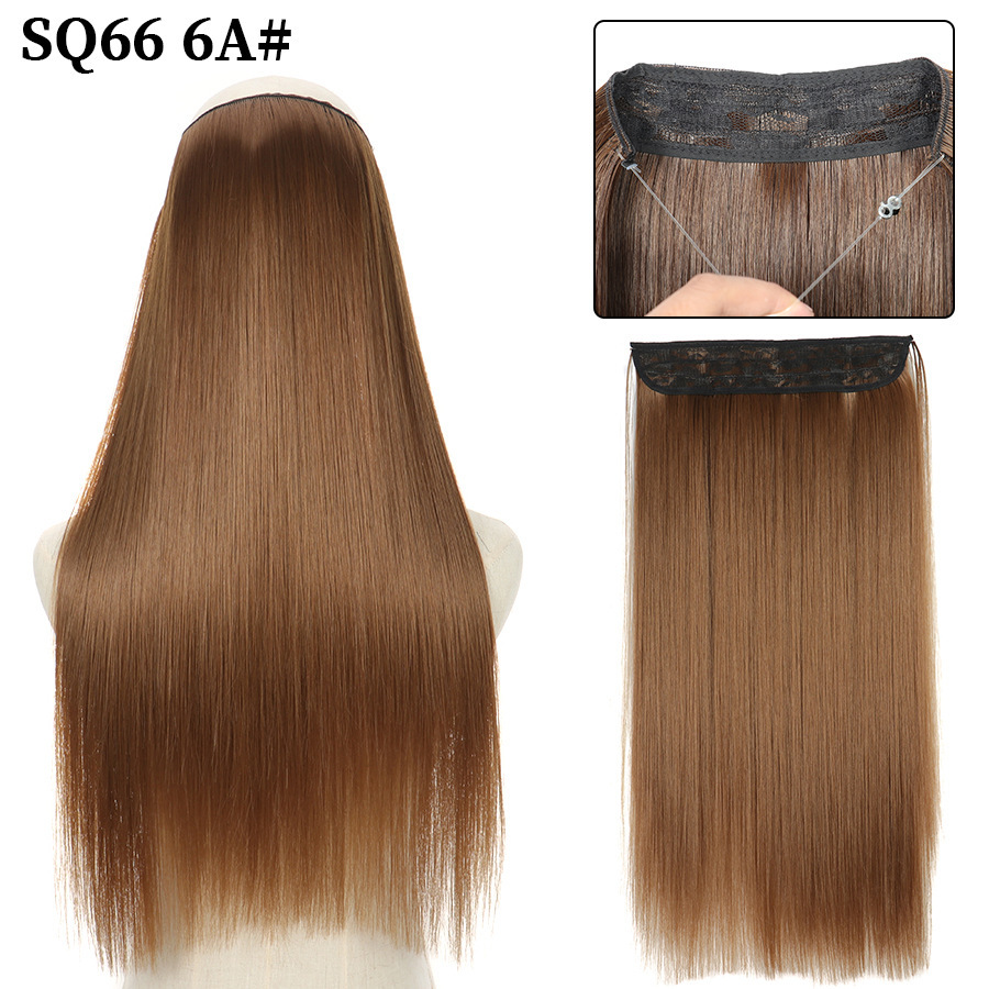 16 Inch 90g Long Straight  Halo Synthetic Hair Extensions No Clips  Hidden Secret False synthetic HairPieces Flip in Hair