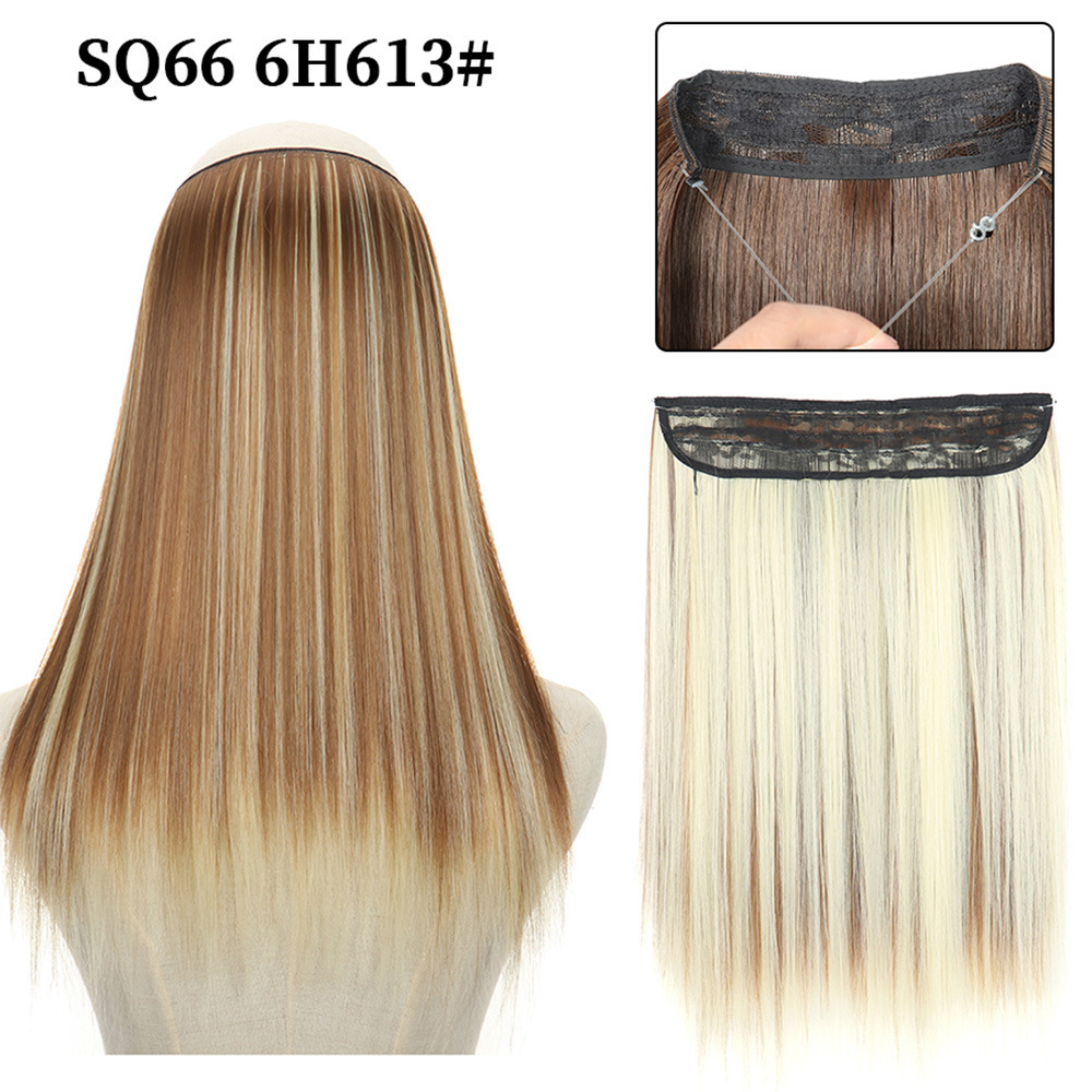 16 Inch 90g Long Straight  Halo Synthetic Hair Extensions No Clips  Hidden Secret False synthetic HairPieces Flip in Hair