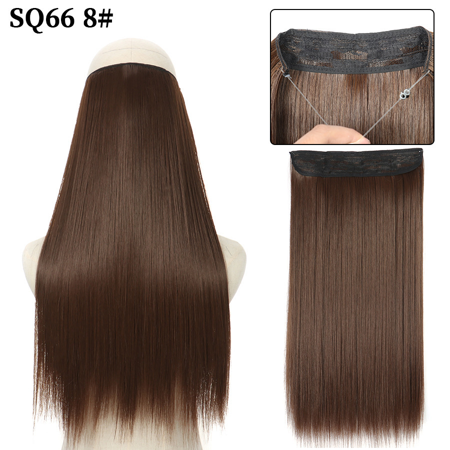 16 Inch 90g Long Straight  Halo Synthetic Hair Extensions No Clips  Hidden Secret False synthetic HairPieces Flip in Hair