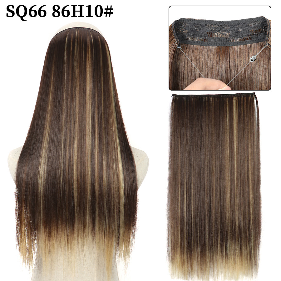 16 Inch 90g Long Straight  Halo Synthetic Hair Extensions No Clips  Hidden Secret False synthetic HairPieces Flip in Hair