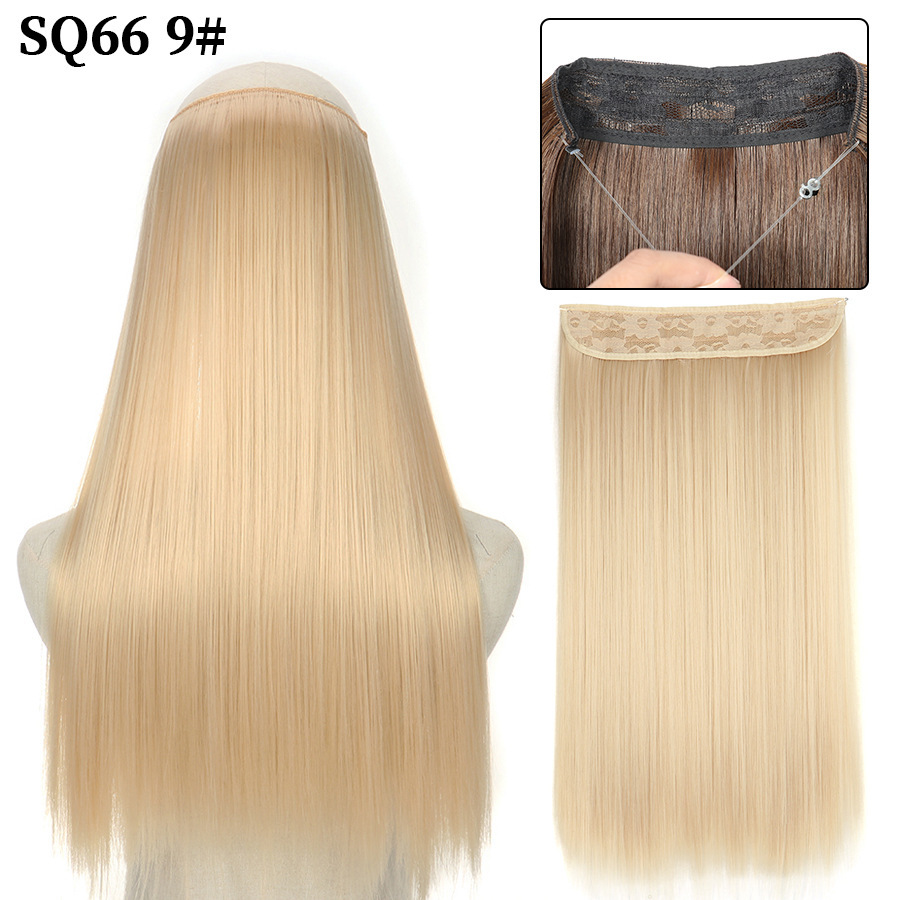 16 Inch 90g Long Straight  Halo Synthetic Hair Extensions No Clips  Hidden Secret False synthetic HairPieces Flip in Hair