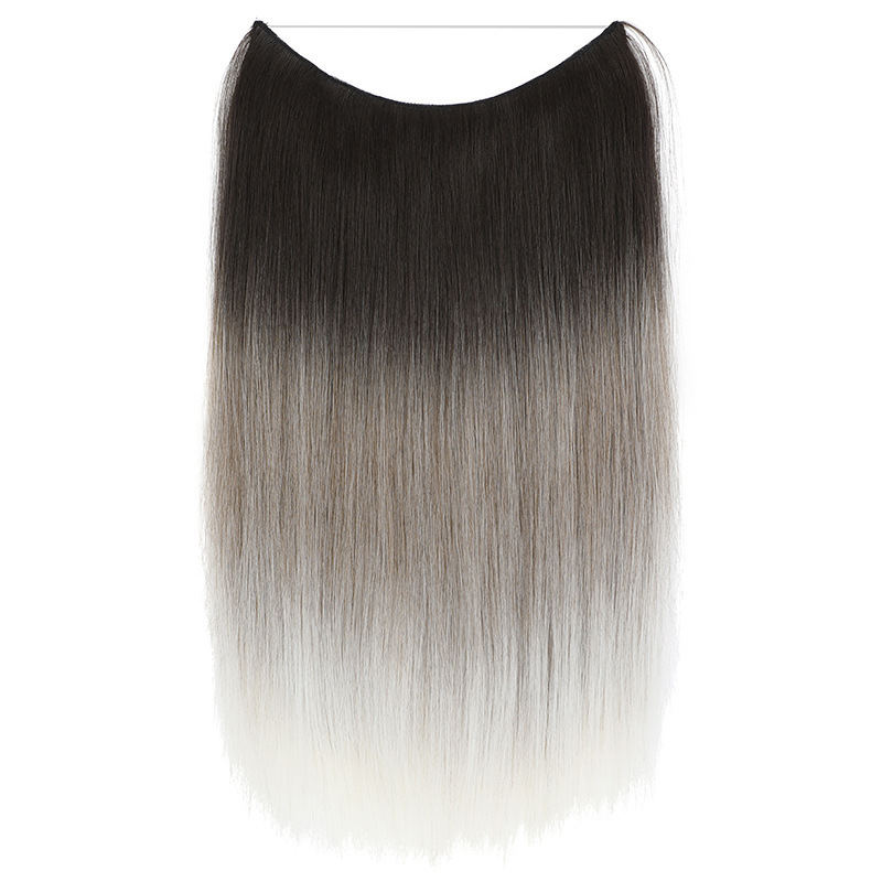 60cm 110g Ombre Synthetic Hair Extensions with 5 Clips Straight  False Synthetic Hair Piece For Woman