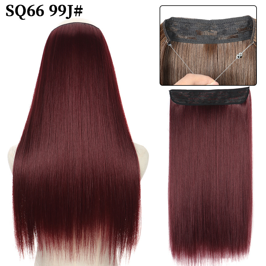 16 Inch 90g Long Straight  Halo Synthetic Hair Extensions No Clips  Hidden Secret False synthetic HairPieces Flip in Hair