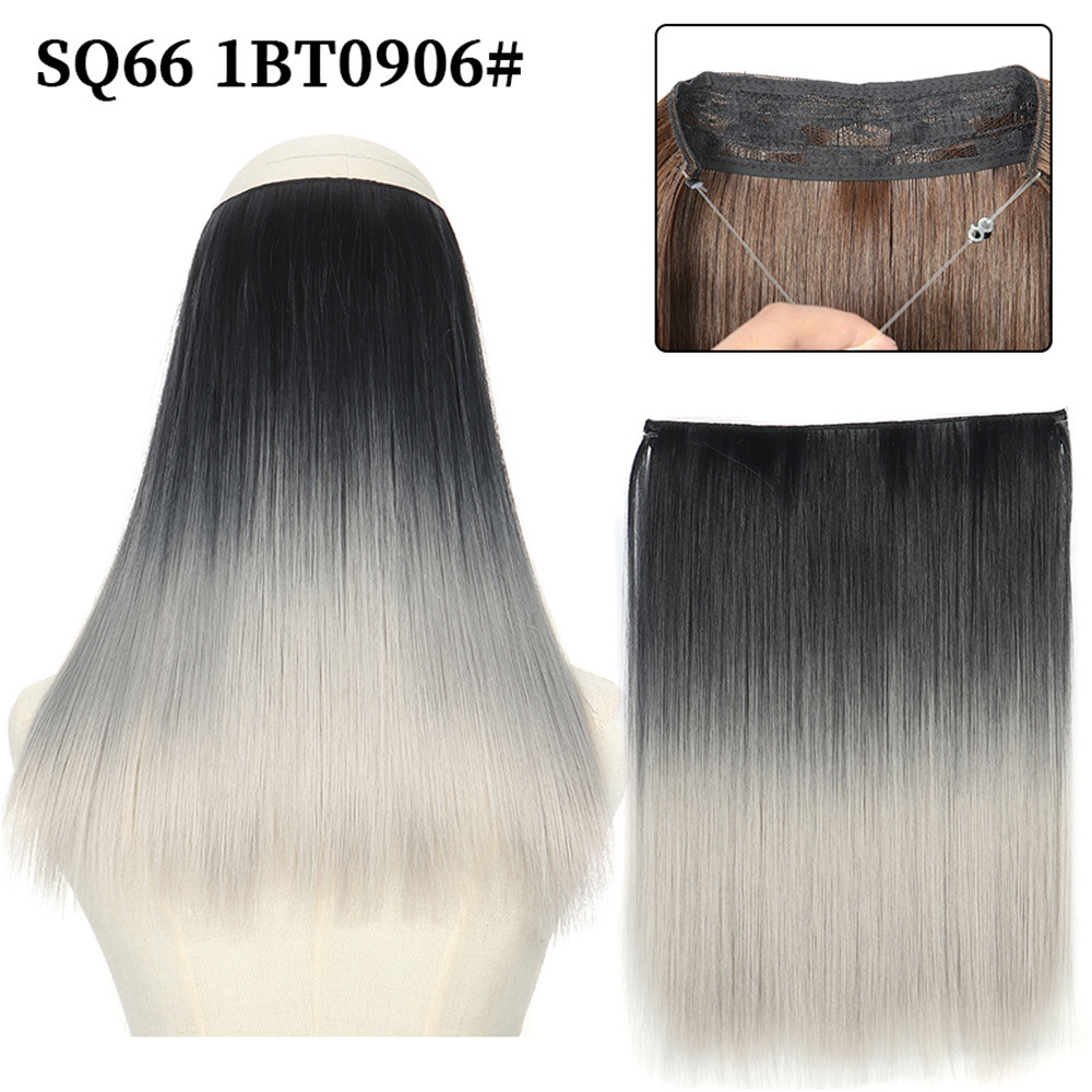 16 Inch 90g Long Straight  Halo Synthetic Hair Extensions No Clips  Hidden Secret False synthetic HairPieces Flip in Hair