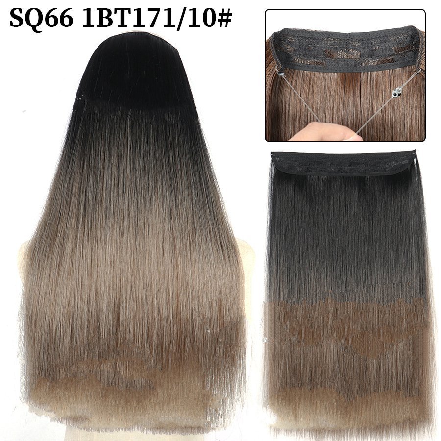 16 Inch 90g Long Straight  Halo Synthetic Hair Extensions No Clips  Hidden Secret False synthetic HairPieces Flip in Hair
